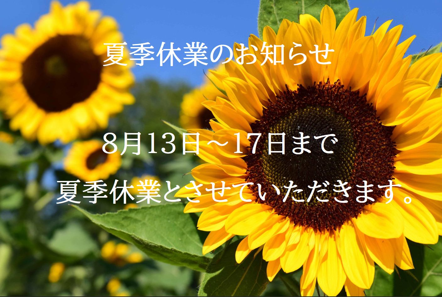 夏季休業のお知らせ